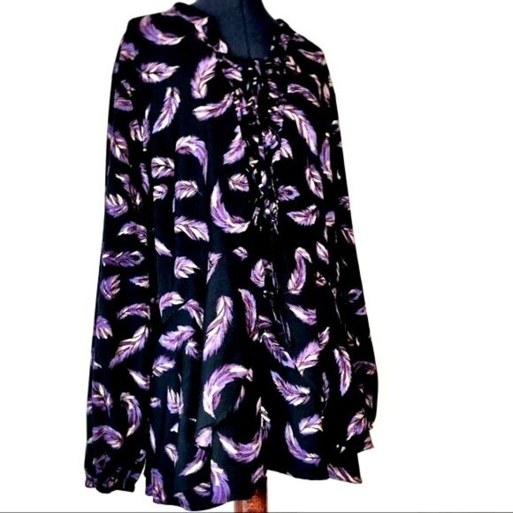 Lane Bryant Purple Feather Blouse Peplum Sz.26 - Picture 1 of 11